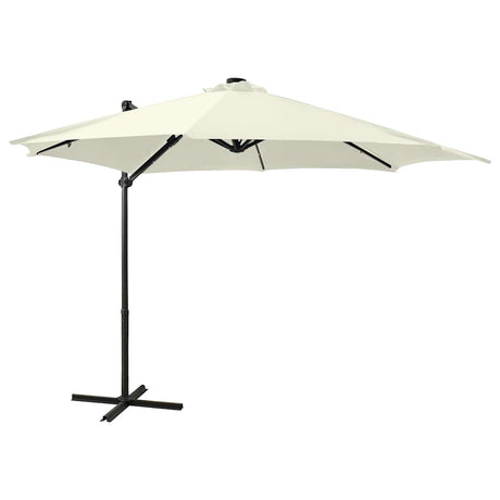 Vidaxl flydende parasol med stang og LED-belysning 300 cm sandfarvet