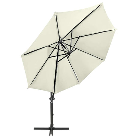Vidaxl flydende parasol med stang og LED-belysning 300 cm sandfarvet