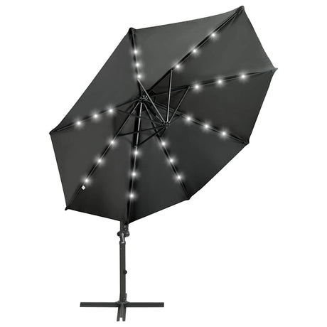 Vidaxl flydende parasol med stang og LED -belysning 300 cm Anthracite farve