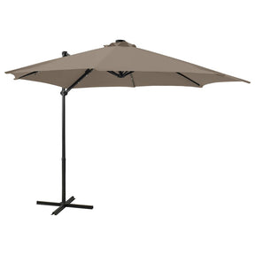 Vidaxl flydende parasol med stang og LED -belysning 300 cm taupe