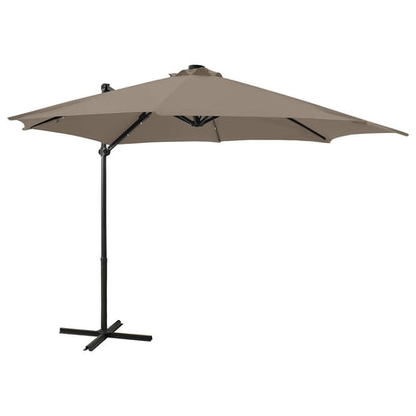 Vidaxl flydende parasol med stang og LED -belysning 300 cm taupe