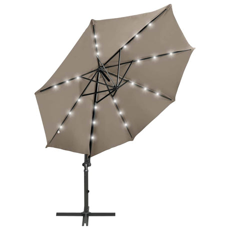 Vidaxl flydende parasol med stang og LED -belysning 300 cm taupe
