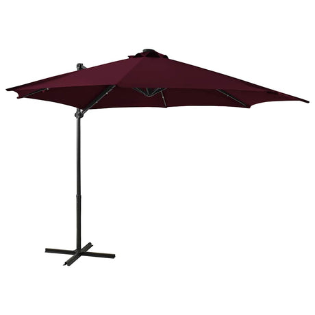 Vidaxl flydende parasol med stang og LED -belysning 300 cm Bordeaux rød