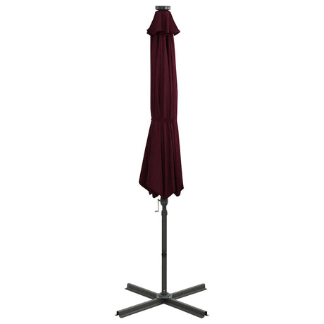 Vidaxl flydende parasol med stang og LED -belysning 300 cm Bordeaux rød
