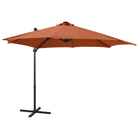 Vidaxl flydende parasol med pol og LED -belysning 300 cm terracotta farve