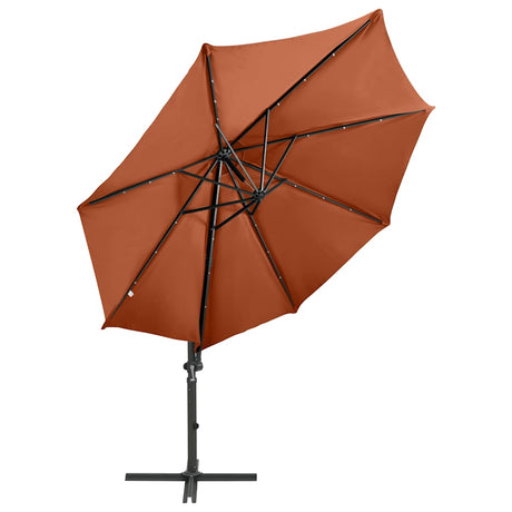 Vidaxl flydende parasol med pol og LED -belysning 300 cm terracotta farve