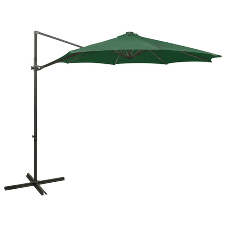 Vidaxl flydende parasol med stang og LED -belysning 300 cm grøn