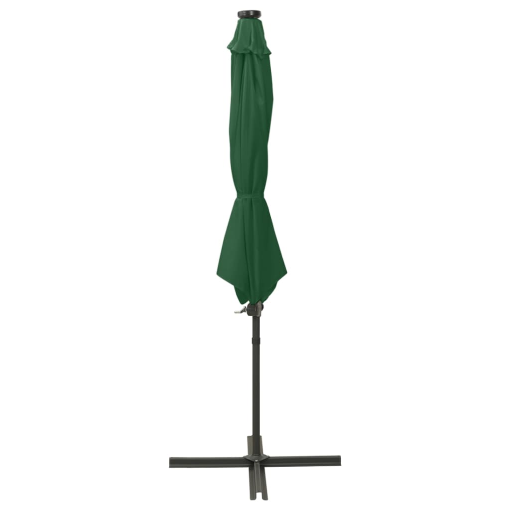Vidaxl flydende parasol med stang og LED -belysning 300 cm grøn