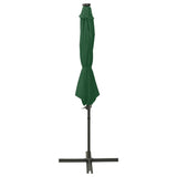 Vidaxl flydende parasol med stang og LED -belysning 300 cm grøn