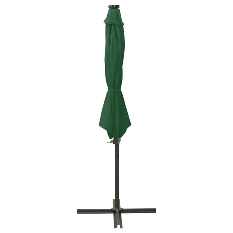 Vidaxl flydende parasol med stang og LED -belysning 300 cm grøn