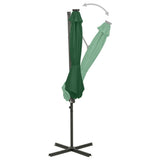 Vidaxl flydende parasol med stang og LED -belysning 300 cm grøn