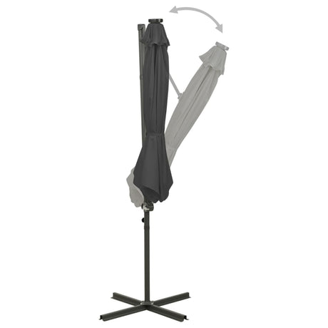 Vidaxl flydende parasol med stang og LED -belysning 300 cm Anthracite farve