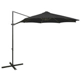 Vidaxl flydende parasol med stang og LED -belysning 300 cm sort