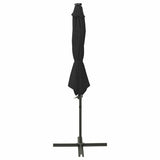 Vidaxl flydende parasol med stang og LED -belysning 300 cm sort