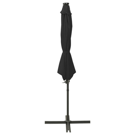 Vidaxl flydende parasol med stang og LED -belysning 300 cm sort