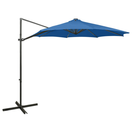 Vidaxl flydende parasol med stang og LED -belysning 300 cm azurblå