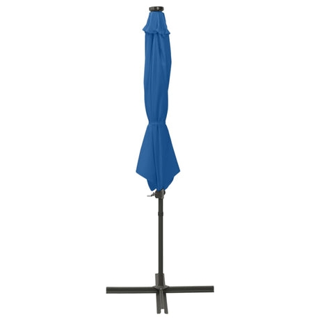 Vidaxl flydende parasol med stang og LED -belysning 300 cm azurblå