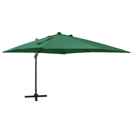 Vidaxl flydende parasol med stang og LED -belysning 300 cm grøn