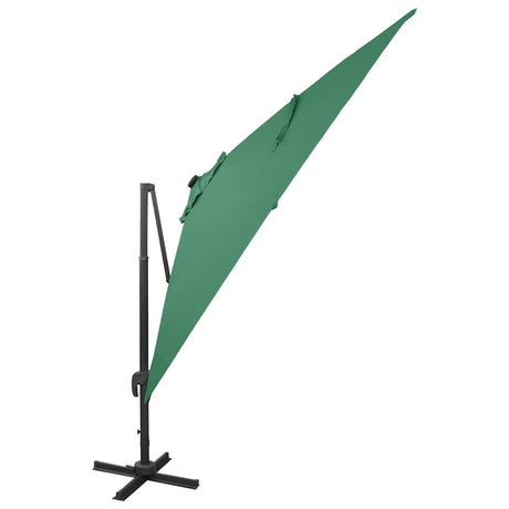 Vidaxl flydende parasol med stang og LED -belysning 300 cm grøn