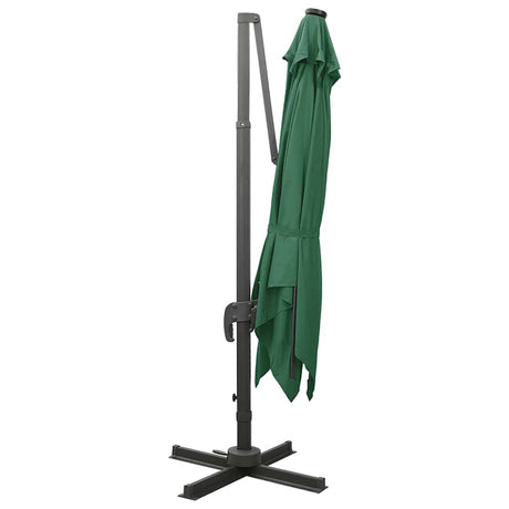 Vidaxl flydende parasol med stang og LED -belysning 300 cm grøn