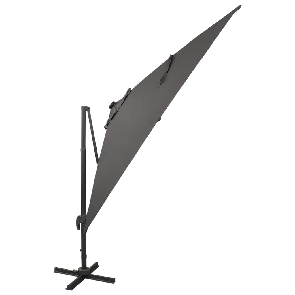 Vidaxl flydende parasol med stang og LED -belysning 300 cm Anthracite farve