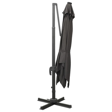 Vidaxl flydende parasol med stang og LED -belysning 300 cm Anthracite farve