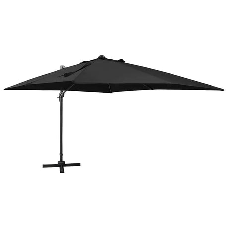 Vidaxl flydende parasol med stang og LED -belysning 300 cm sort