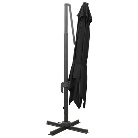 Vidaxl flydende parasol med stang og LED -belysning 300 cm sort