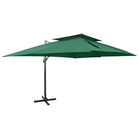 Vidaxl flydende parasol med dobbelt tag 400x300 cm grøn