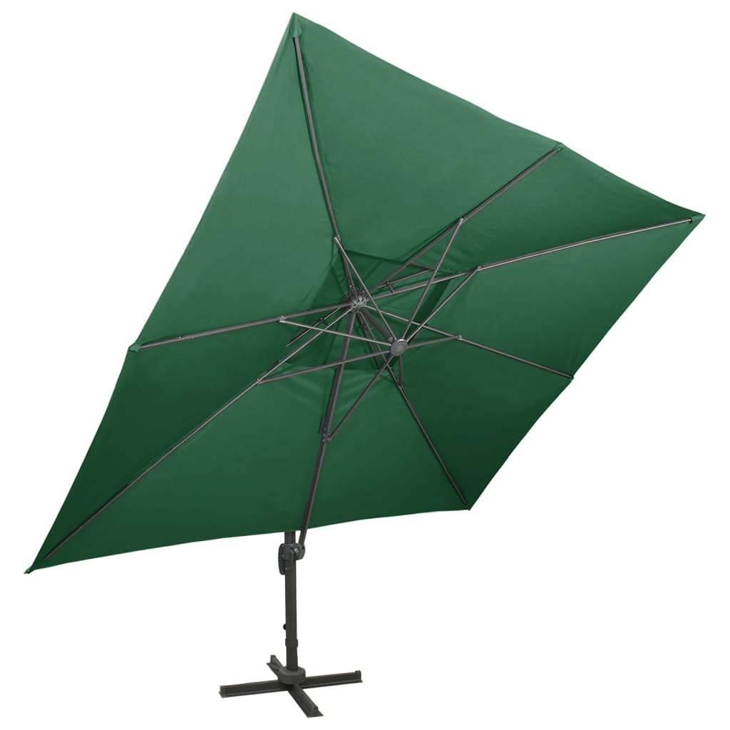 Vidaxl flydende parasol med dobbelt tag 400x300 cm grøn