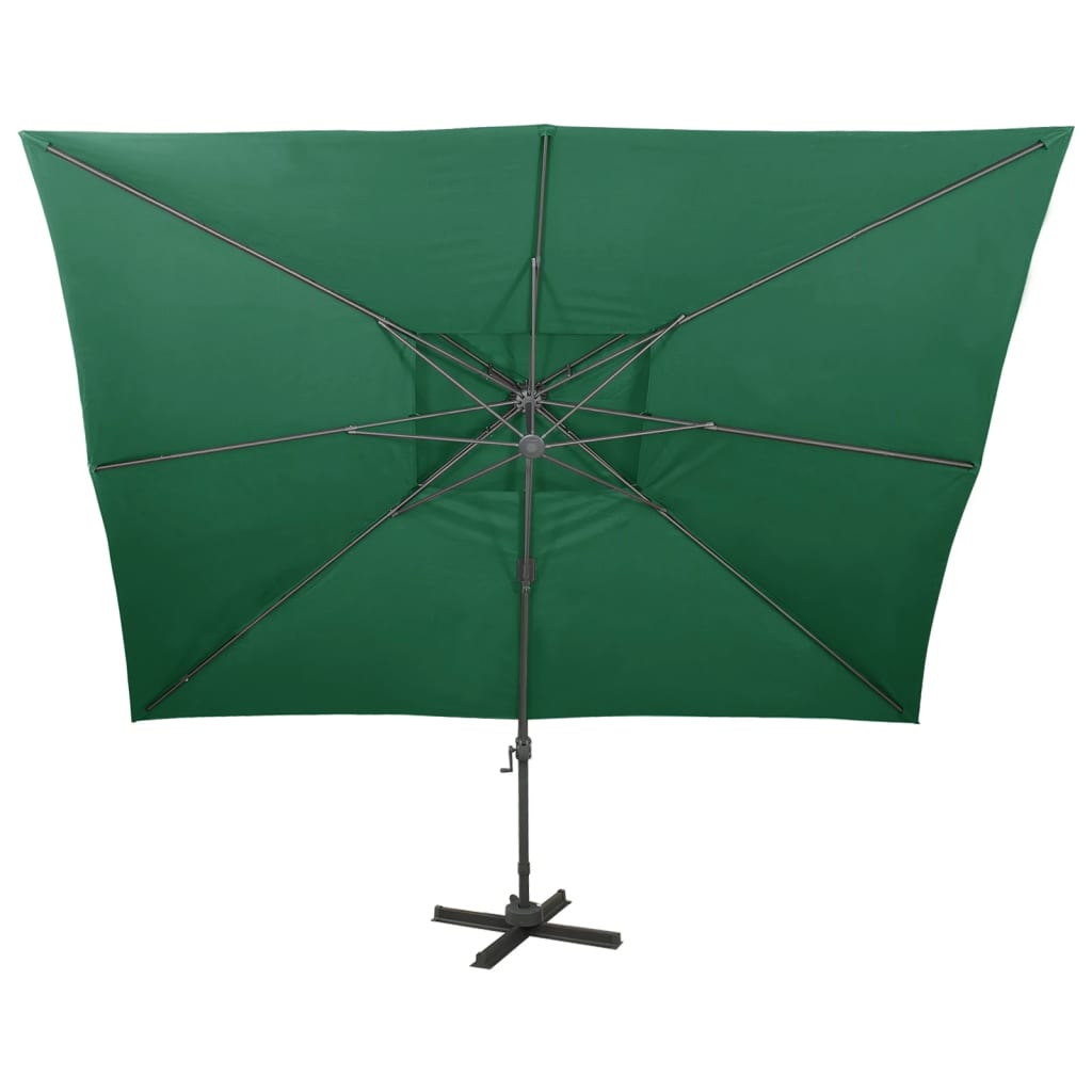Vidaxl flydende parasol med dobbelt tag 400x300 cm grøn