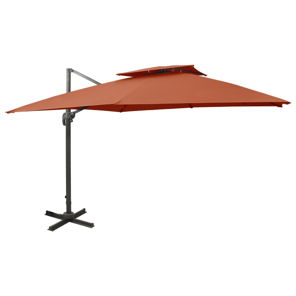 Vidaxl Floating Parasol med dobbelt tag 300x300 cm terracotta -farvet