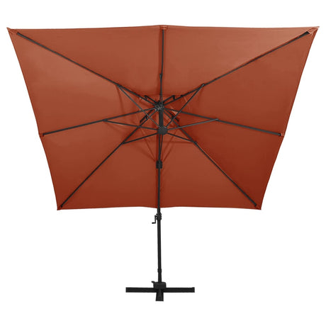 Vidaxl Floating Parasol med dobbelt tag 300x300 cm terracotta -farvet