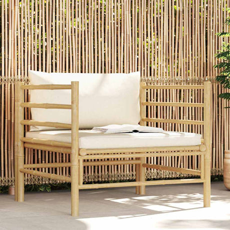 Vidaxl tuinbank met crèmewitte kussens bamboe