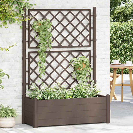 Vidaxl planter med latwerk 100x43x142 cm pp mokka