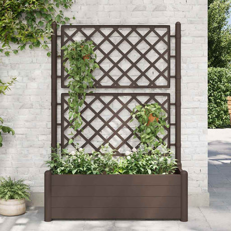 Vidaxl planter med latwerk 100x43x142 cm pp mokka