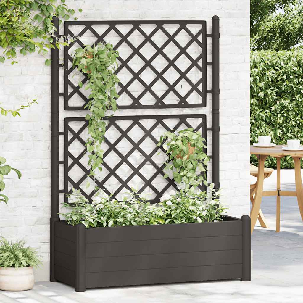 Vidaxl planter med latwerk 100x43x142 cm pp anthracite