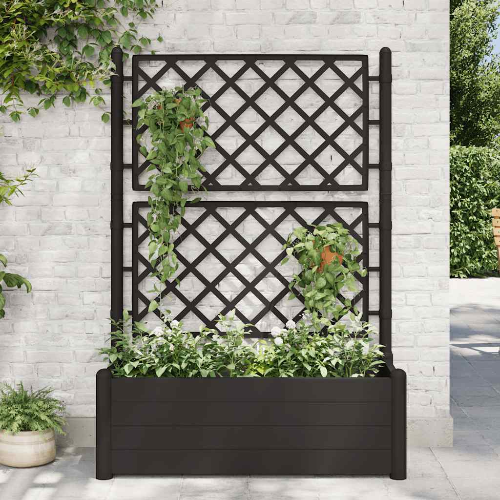 Vidaxl planter med latwerk 100x43x142 cm pp anthracite