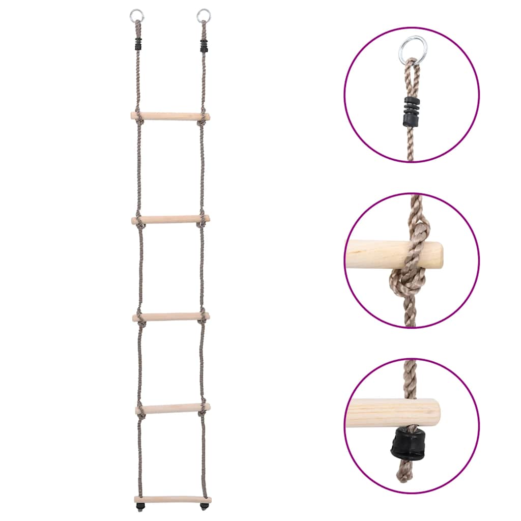 Vidaxl stige med 5 sportsgrene 210 cm solid fyrretræ