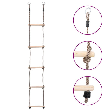 Vidaxl stige med 5 sportsgrene 210 cm solid fyrretræ