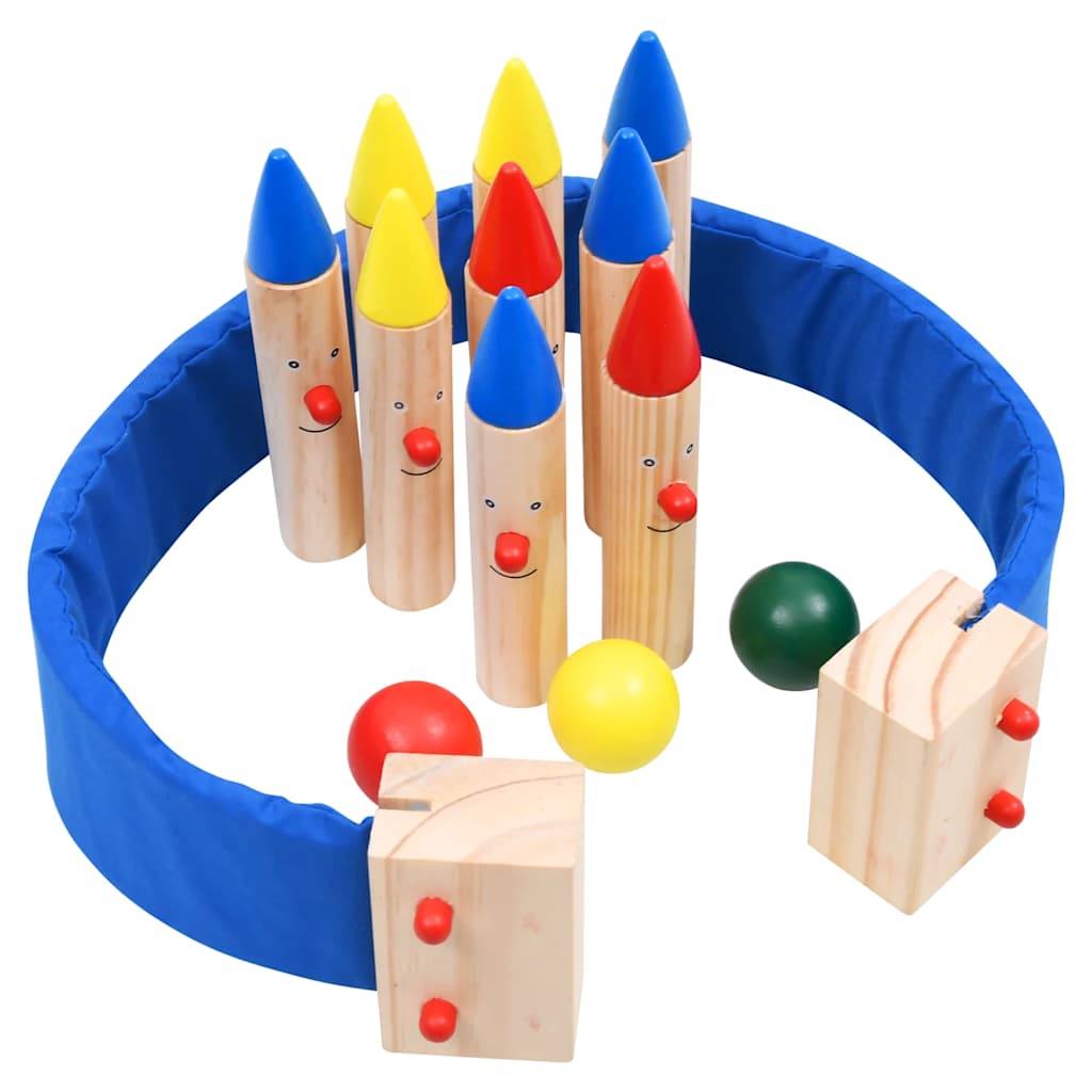 Vidaxl Bowling Game Solid Pine Multi -Folored