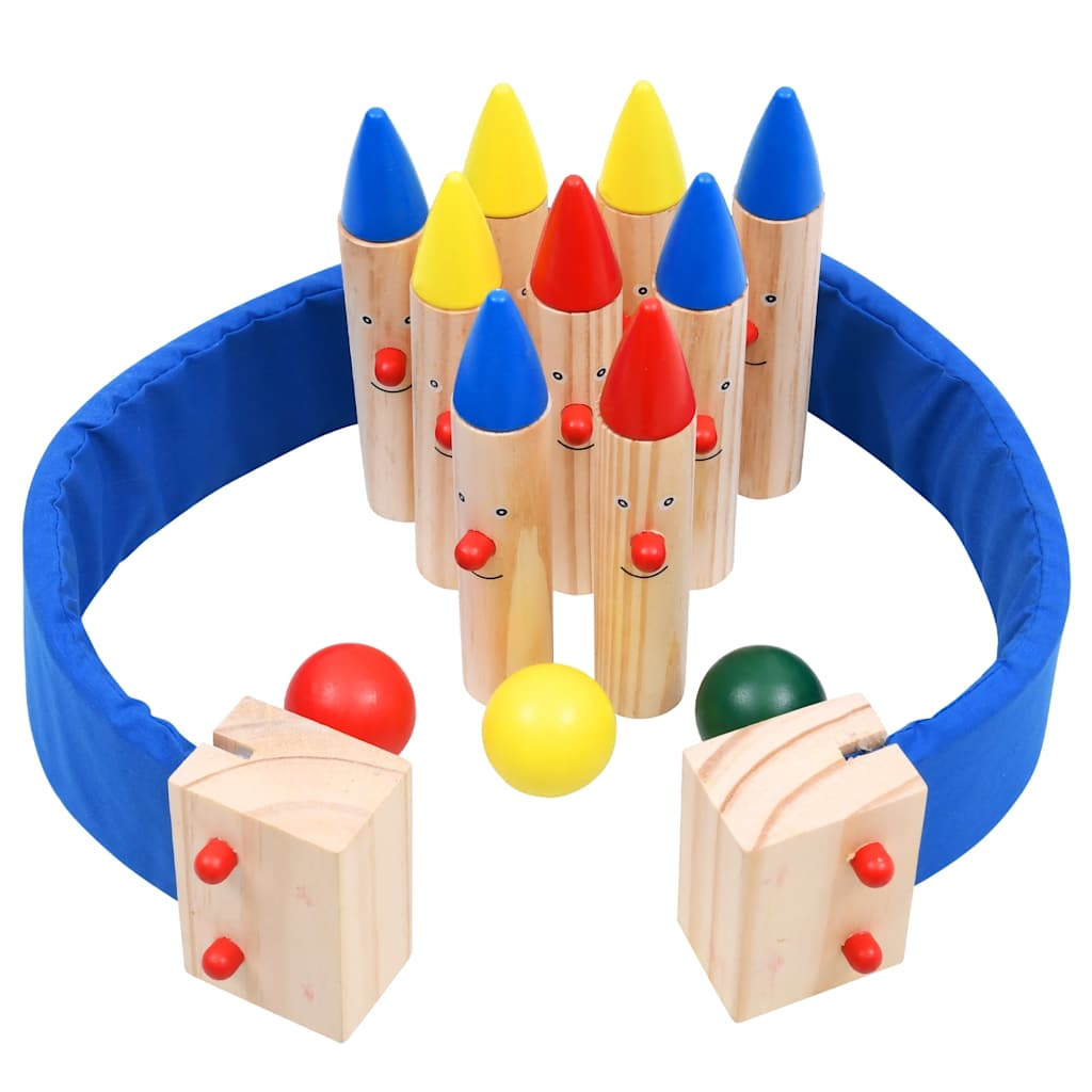 Vidaxl Bowling Game Solid Pine Multi -Folored
