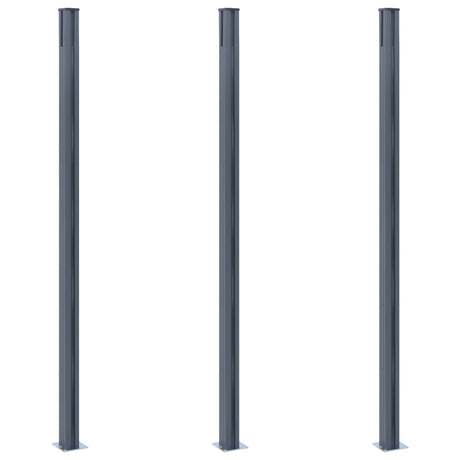 Vidaxl hegn poster 3. st 185 cm aluminium mørkegrå