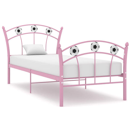 Vidaxl bedframe met voetbaldesign metaal roze 90x200 cm