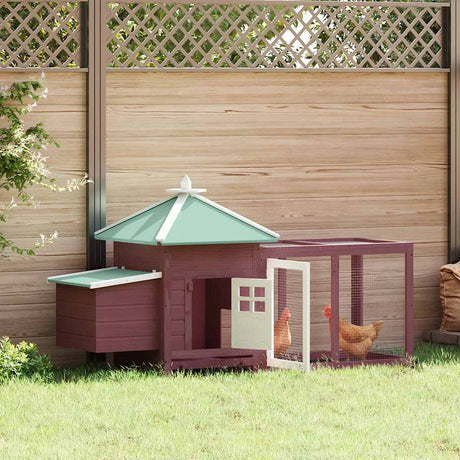 Vidaxl Chicken Coop med Nest Box 190x72x102 Solid Vurenhout Mokka Color