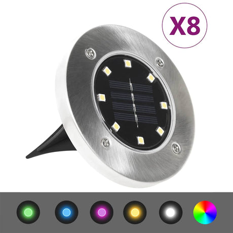 Vidaxl Ground Lamps 8 st Solar LED RGB -farve