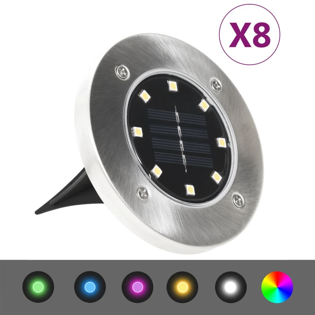 Vidaxl Ground Lamps 8 st Solar LED RGB -farve