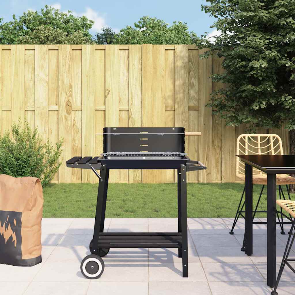 Vidaxl Charcoal Barbecue med hjulstål sort