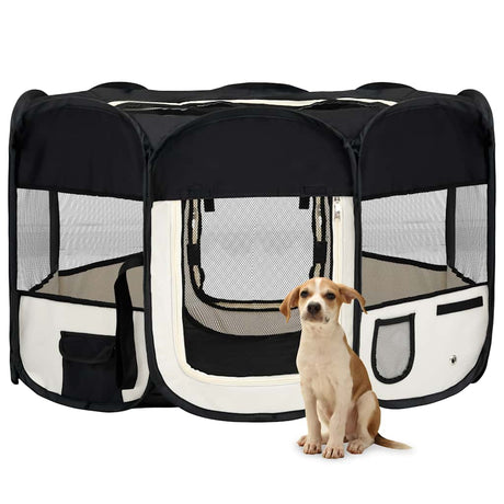 Vidaxl Dog Ren sammenfoldelig med bærerpose 125x125x61 cm sort