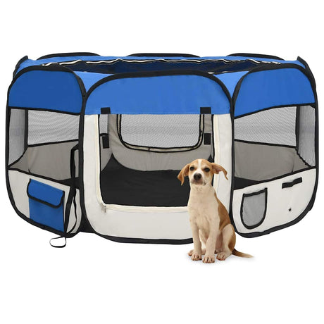 Vidaxl Dog Ren sammenfoldelig med bærerpose 125x125x61 cm blå